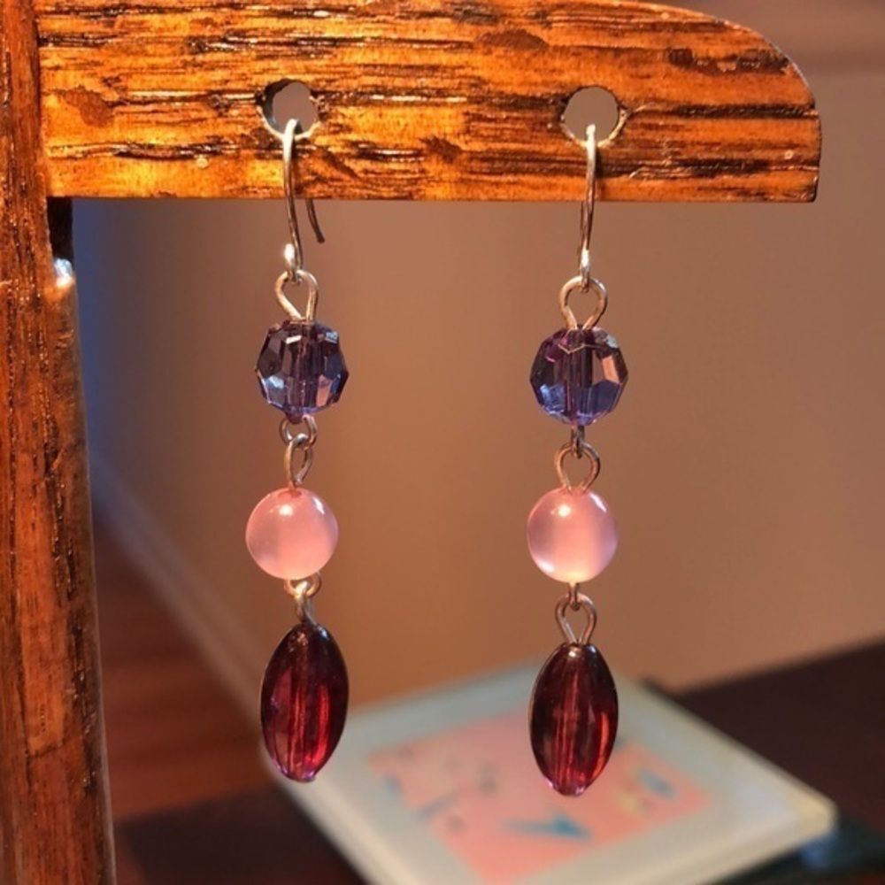 Artistic beaded dangle earrings